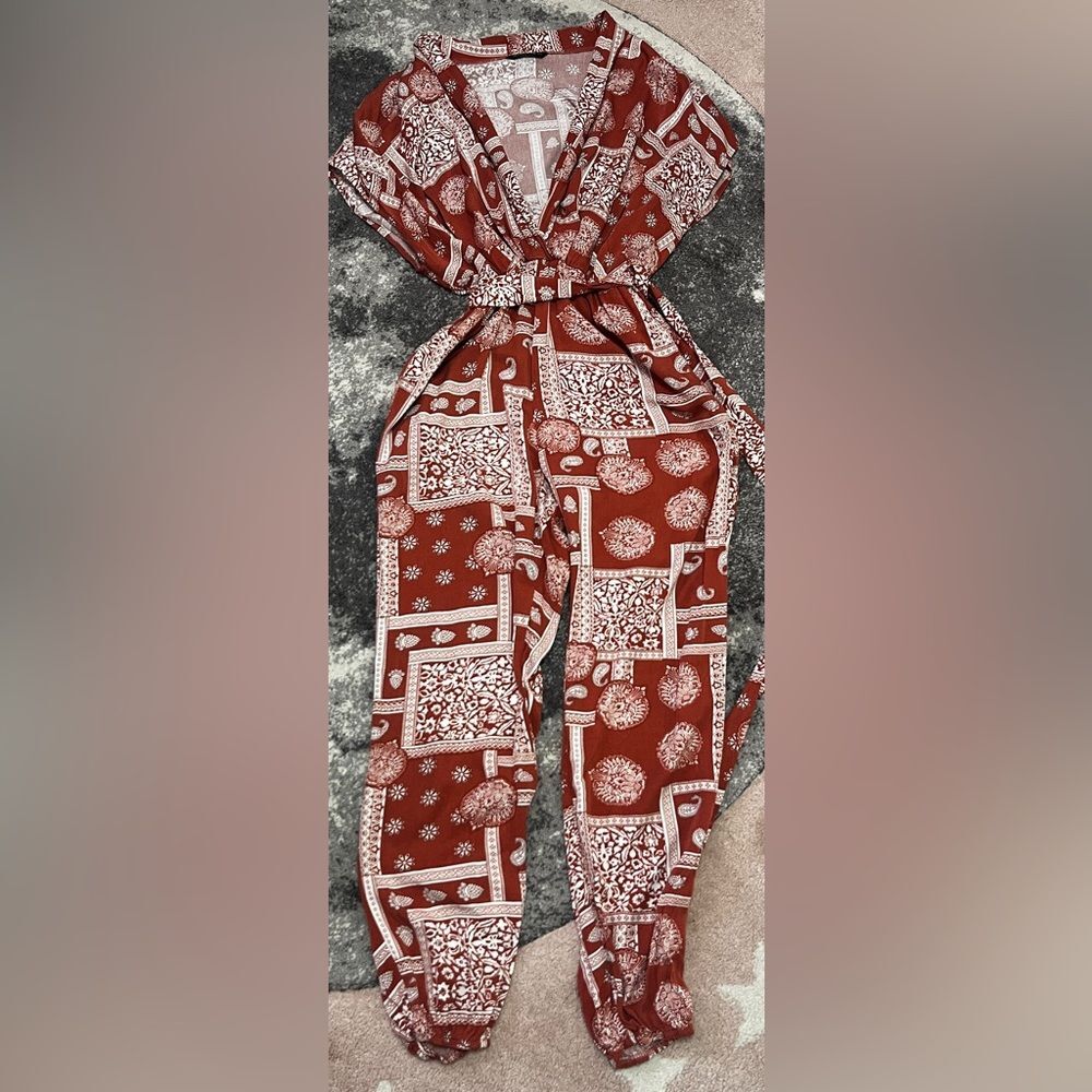 Shein Boho Paisley Printed Jumpsuit Size Small Festival